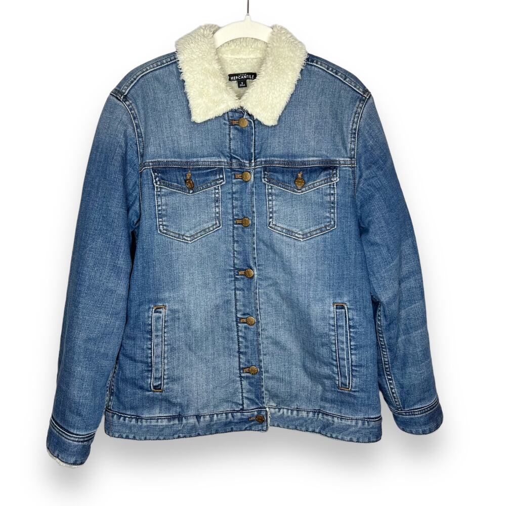 J. Crew Mercantile Sherpa Line Denim Jacket Size Small